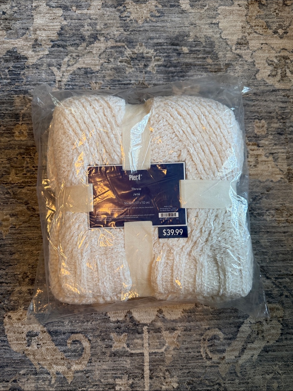 Pier 1 Cream Cable Knit Throw Blanket